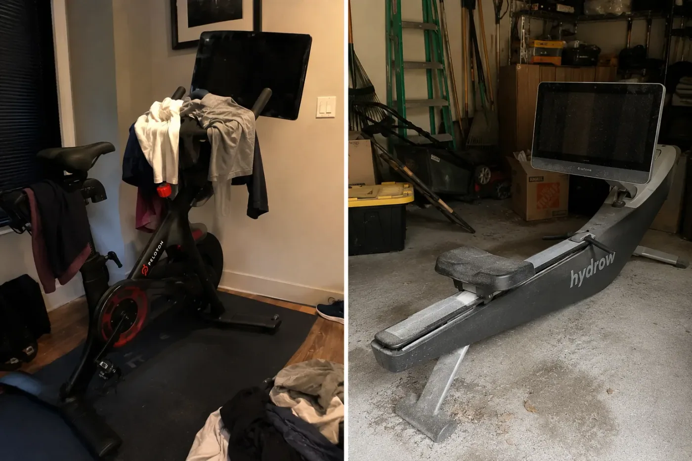Unused connected fitness equipment used as a coat rack